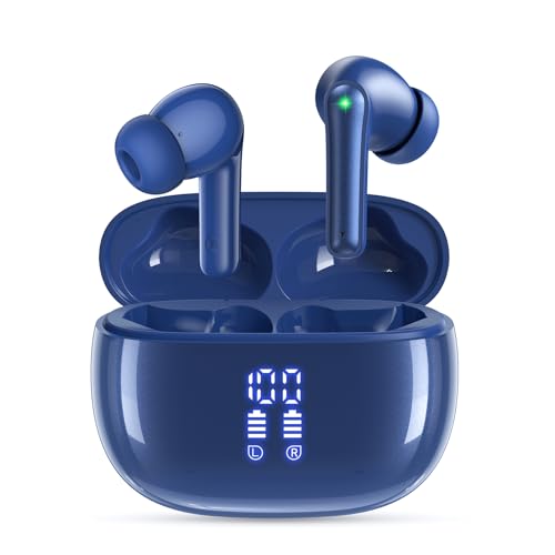 Wireless Earbuds, Bluetooth 5.3 Ear Buds, Headphones with Clear Stereo Sound, 40H Playtime with LED Digital Display, IPX7 Waterproof Earphones Built-in Mic for Phone Tablet Sports Workout